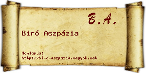 Biró Aszpázia névjegykártya